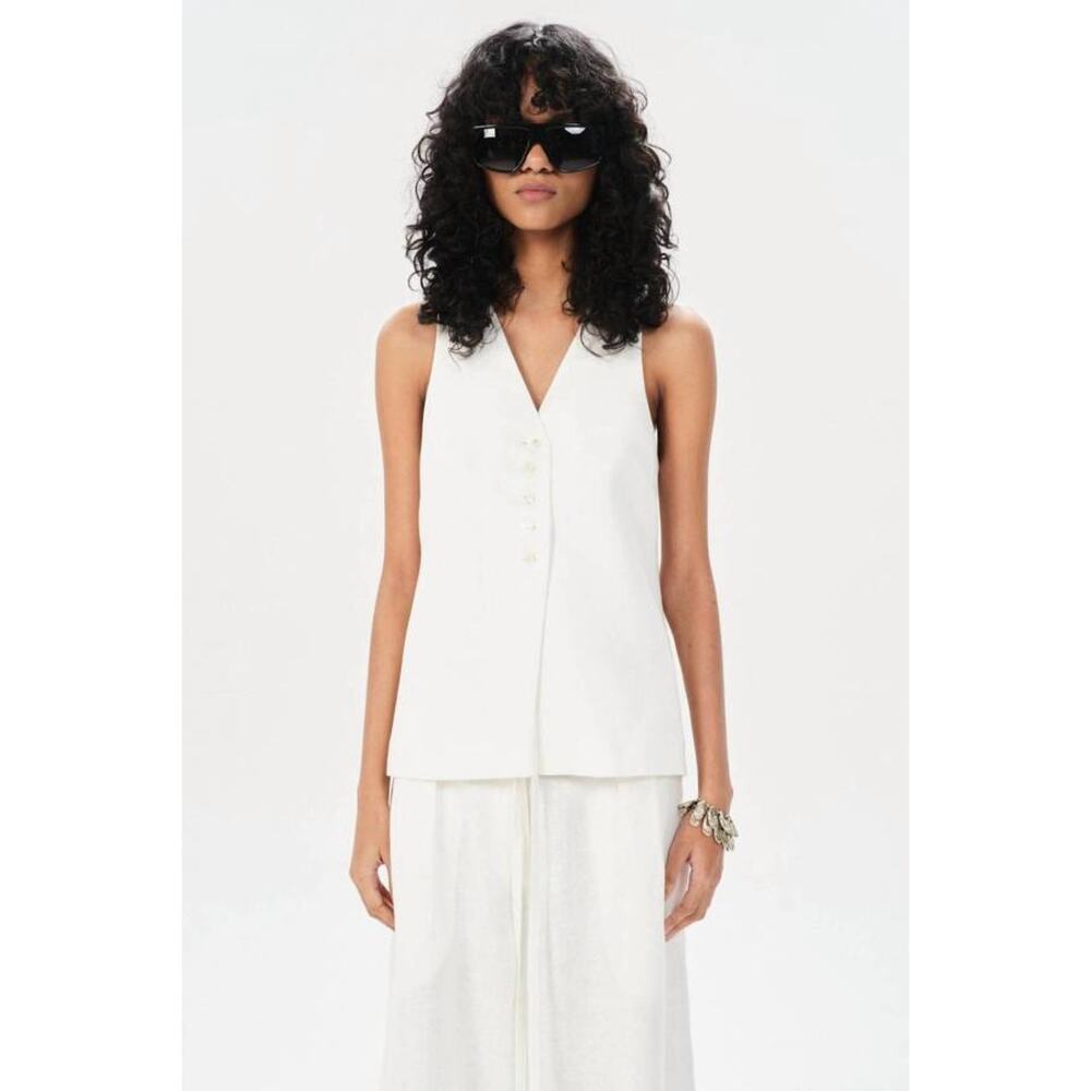 Maria Cher Olavarria Ruby Linen Vest in Off White M